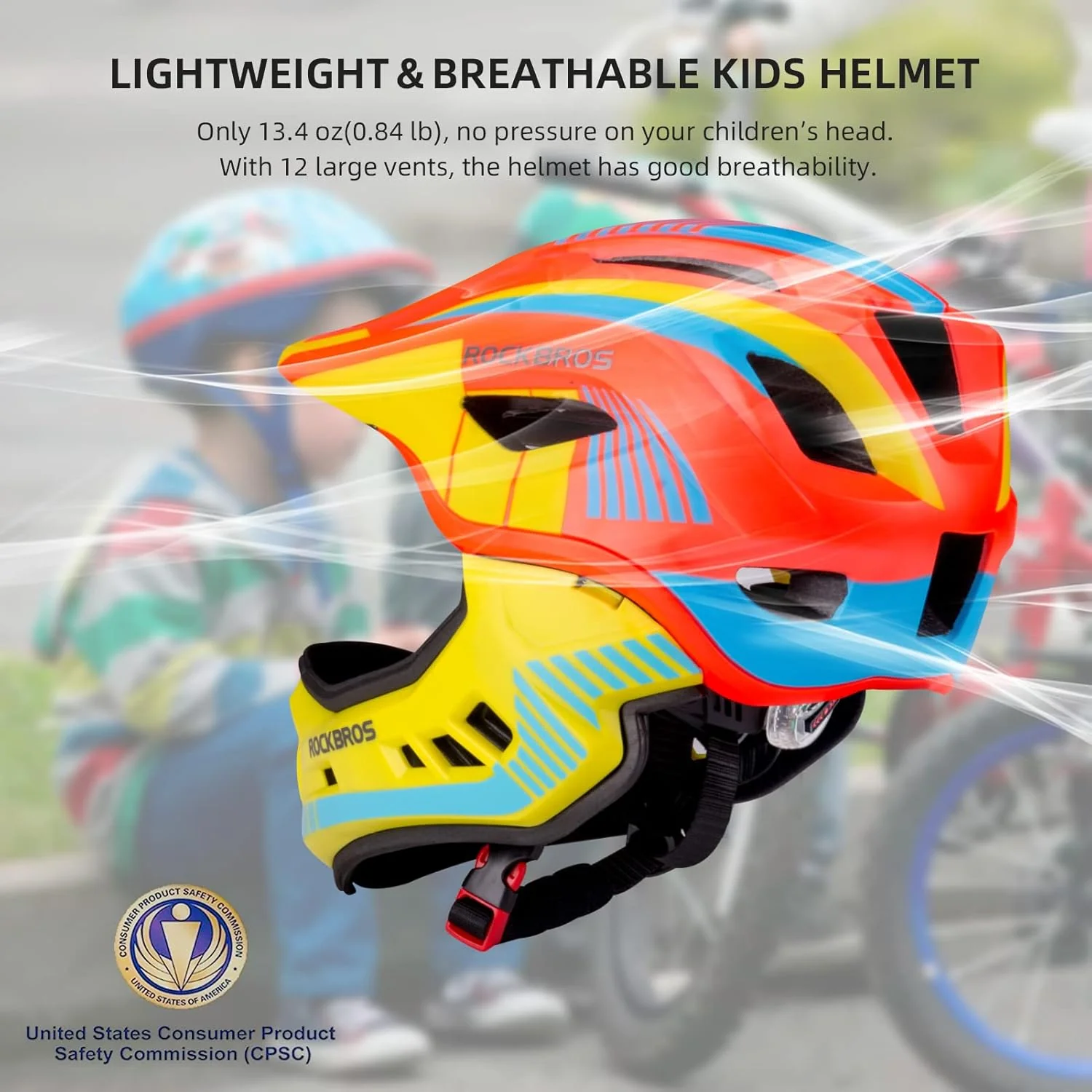 ROCKBROS Kids Full Face Helmet Detachable for Youth Child Boys Girls Ages 3-16 - Image 11