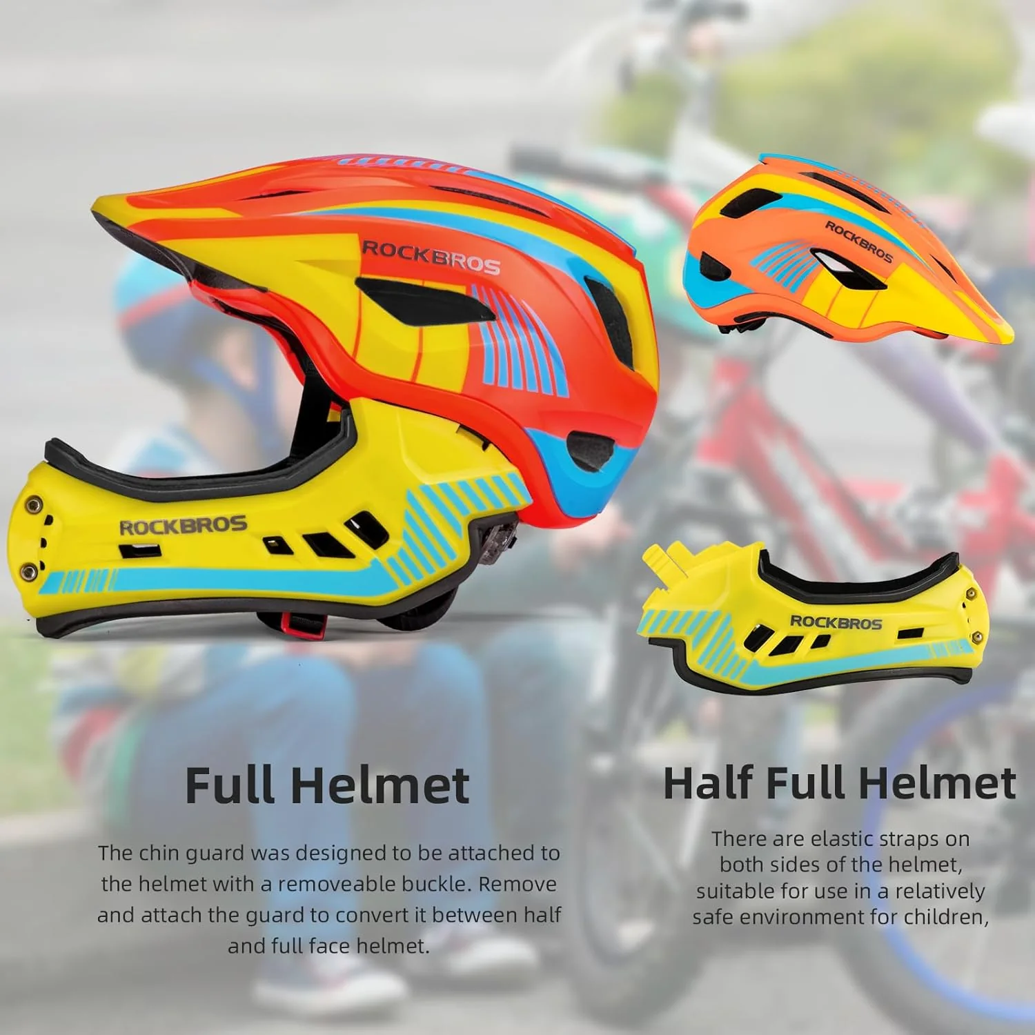 ROCKBROS Kids Full Face Helmet Detachable for Youth Child Boys Girls Ages 3-16 - Image 12
