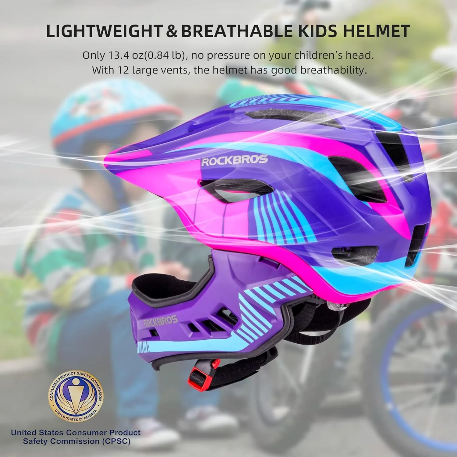 ROCKBROS Kids Full Face Helmet Detachable for Youth Child Boys Girls Ages 3-16 - Image 17