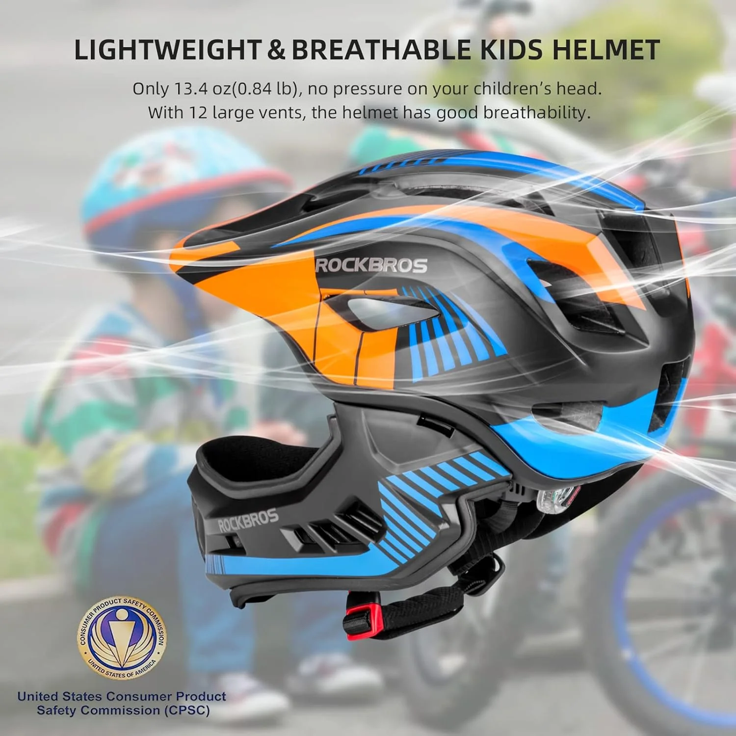ROCKBROS Kids Full Face Helmet Detachable for Youth Child Boys Girls Ages 3-16 - Image 2