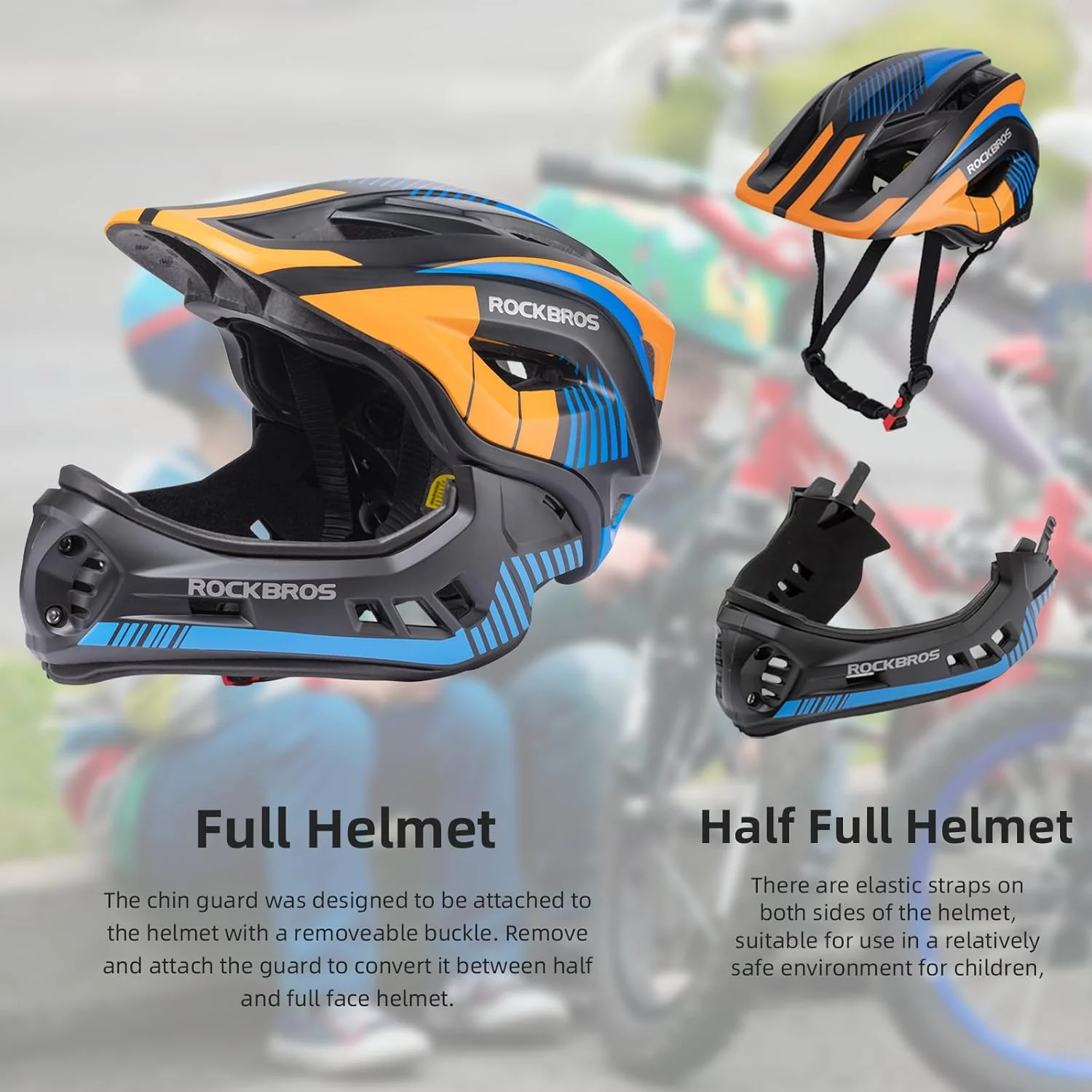 ROCKBROS Kids Full Face Helmet Detachable for Youth Child Boys Girls Ages 3-16 - Image 3