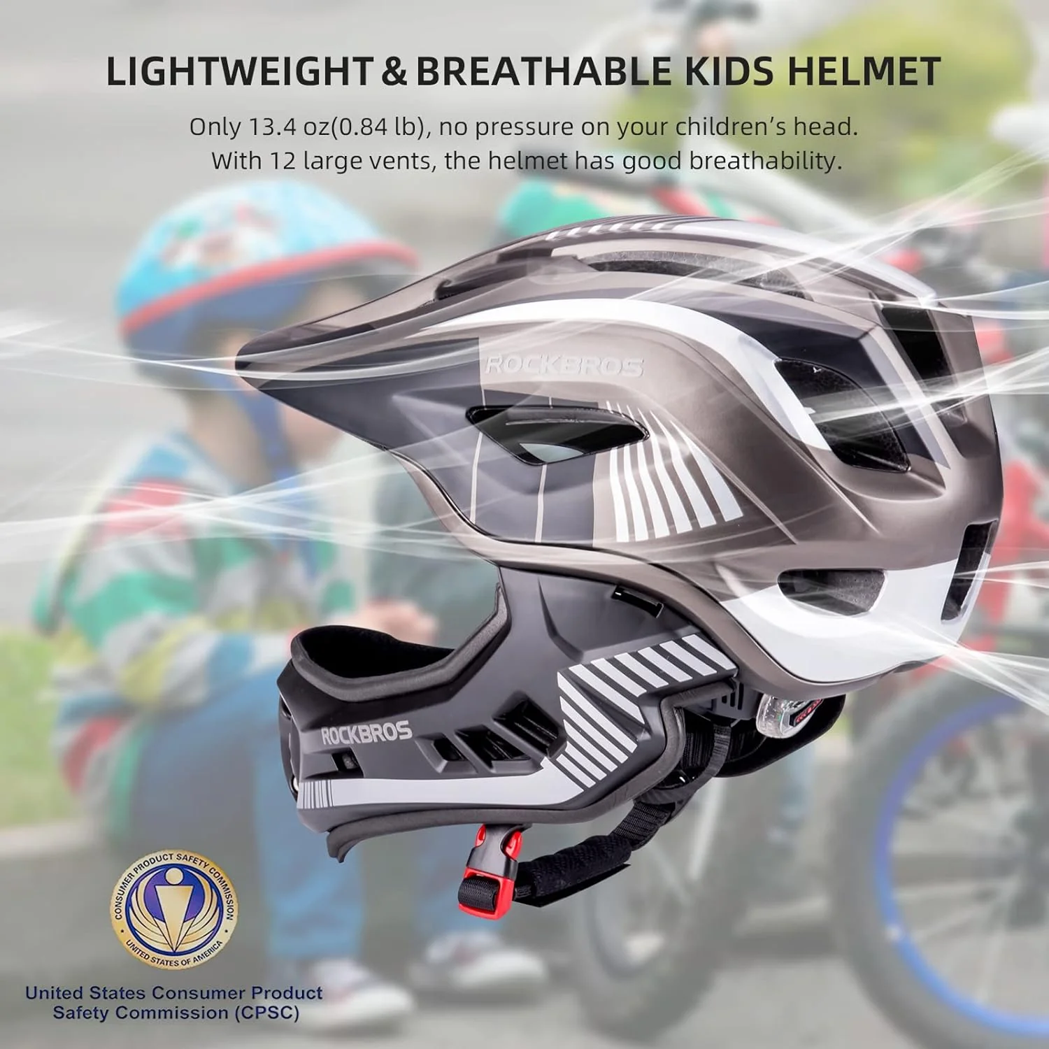 ROCKBROS Kids Full Face Helmet Detachable for Youth Child Boys Girls Ages 3-16 - Image 7