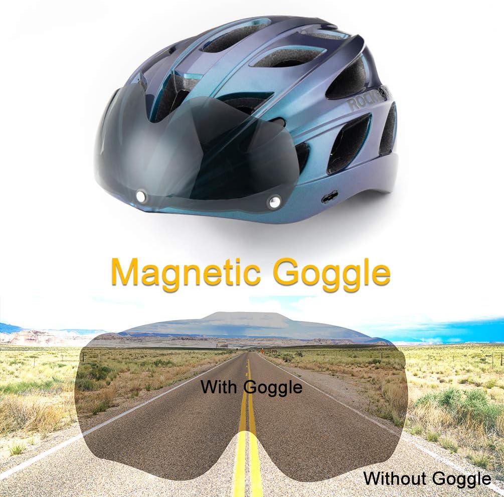 ROCKBROS Lightweight Cycling Helmet with Removable Goggles Sun Visor - Image 11