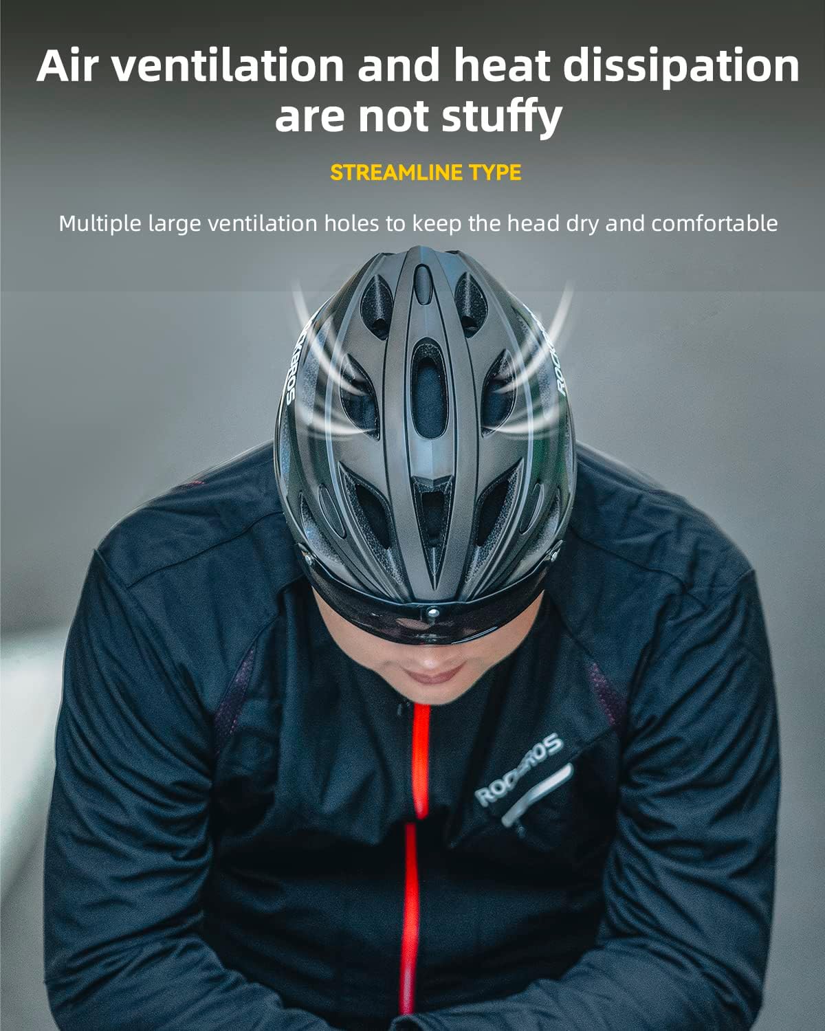 ROCKBROS Lightweight Cycling Helmet with Removable Goggles Sun Visor - Image 15