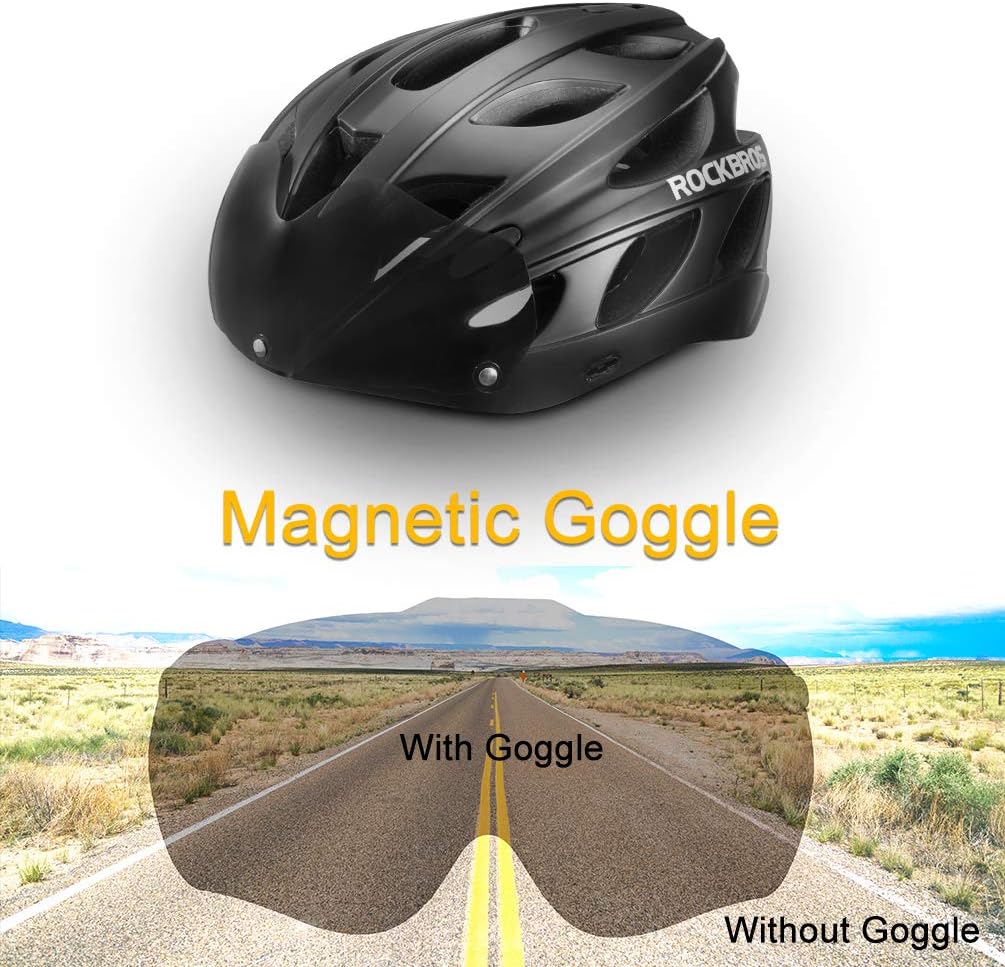 ROCKBROS Lightweight Cycling Helmet with Removable Goggles Sun Visor - Image 6