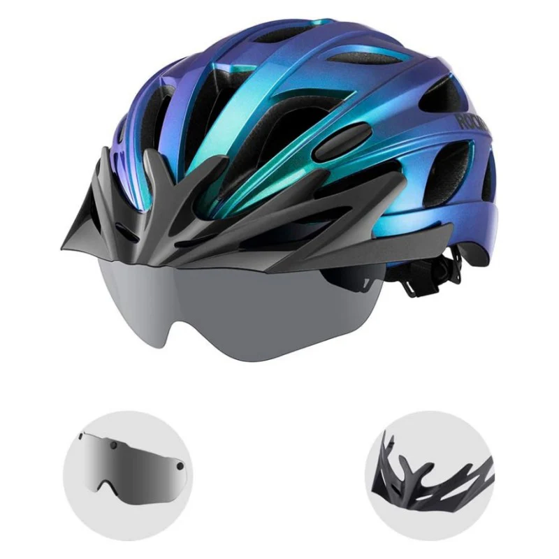 ROCKBROS Lightweight Cycling Helmet with Removable Goggles Sun Visor - Image 7