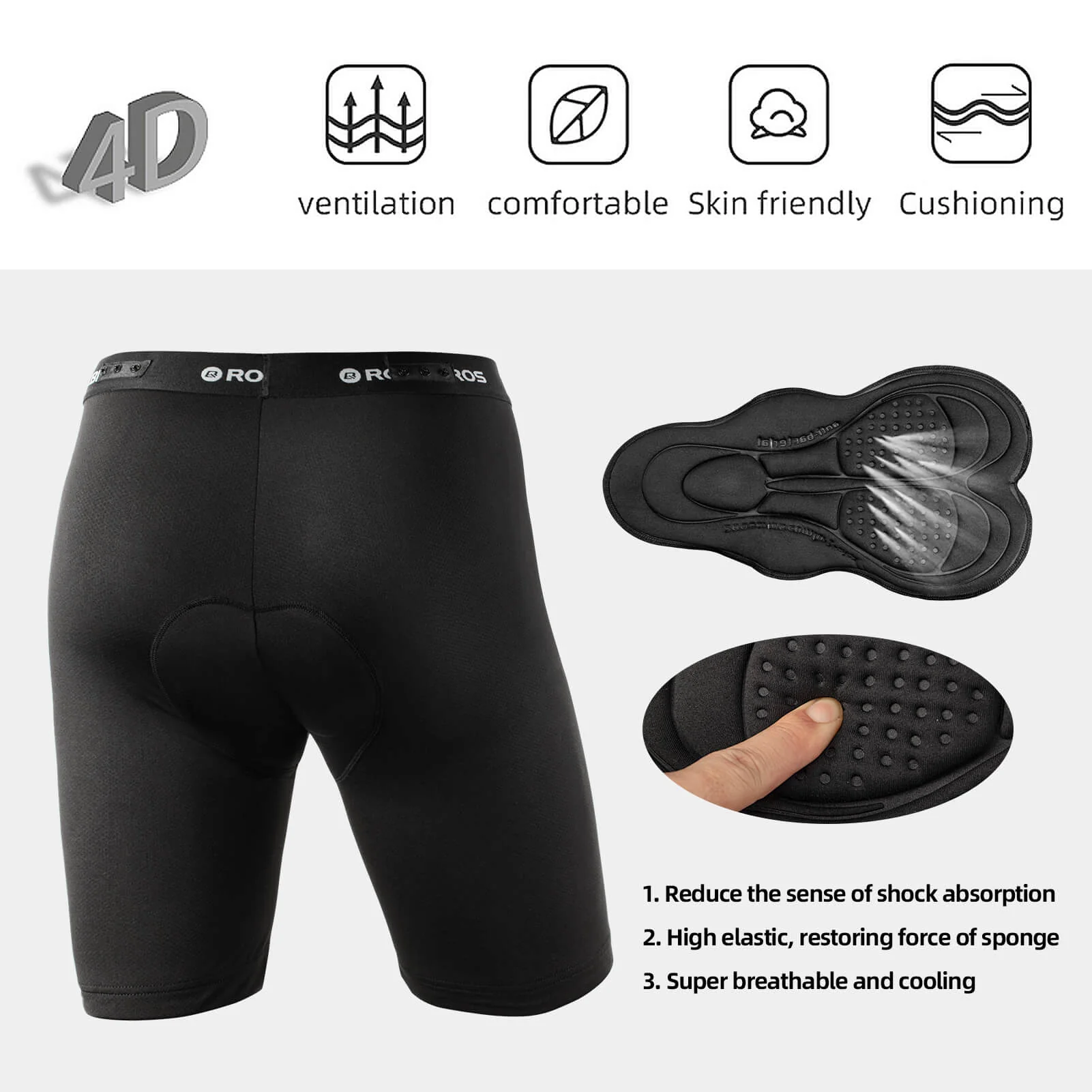 ROCKBROS Men's Cycling Shorts 4D Padded Compression Shorts - Image 20