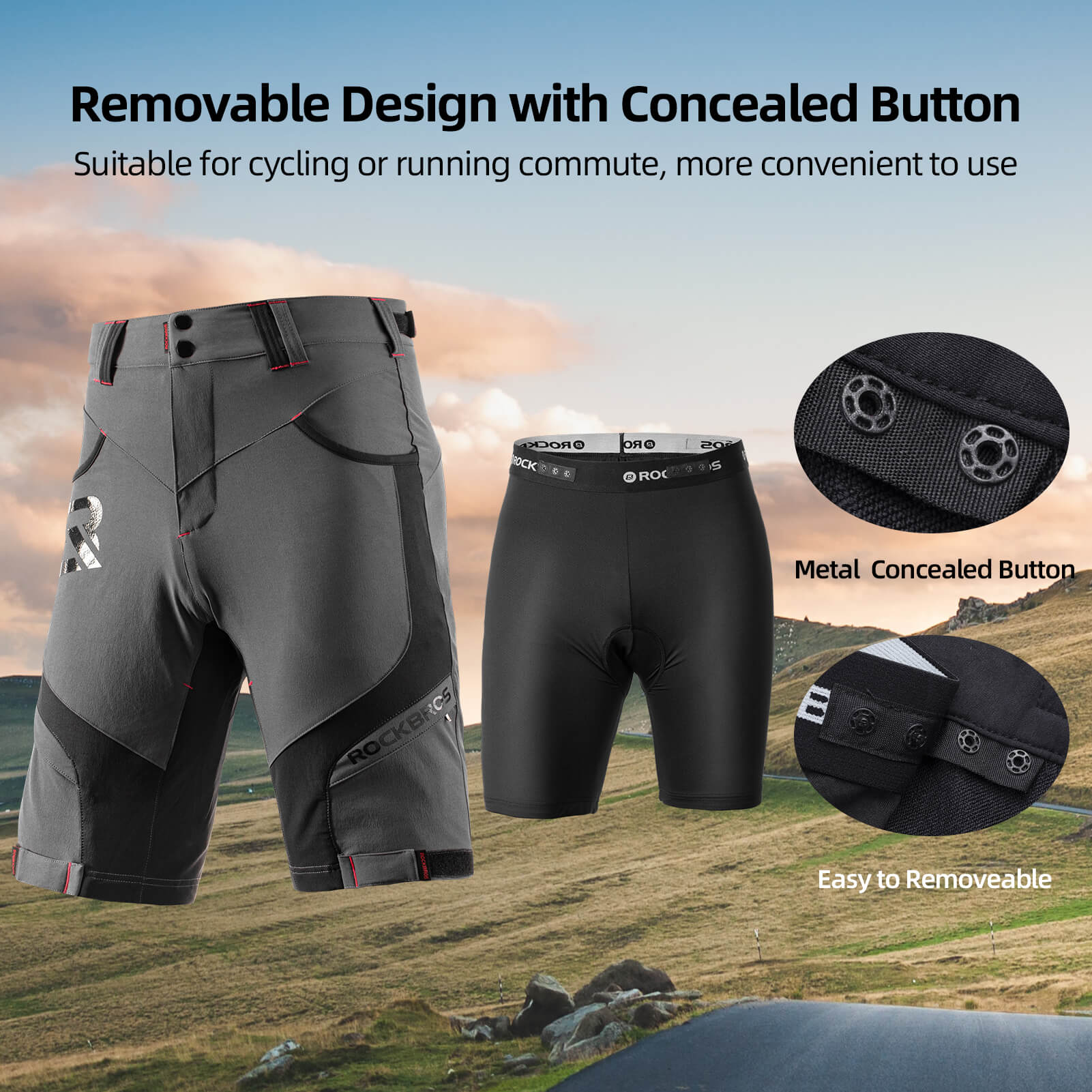 ROCKBROS Men's Cycling Shorts 4D Padded Compression Shorts - Image 21