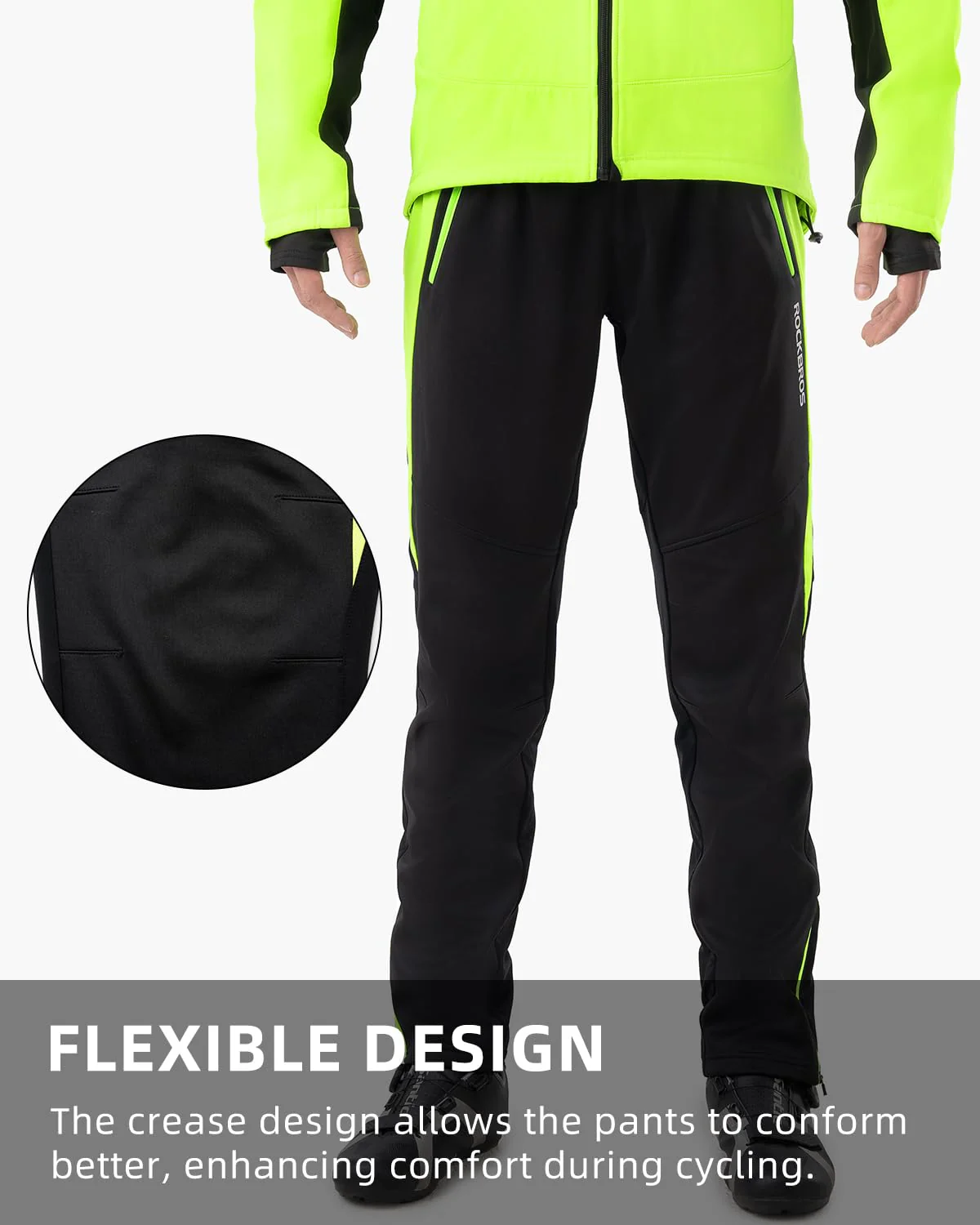 ROCKBROS Men’s Windproof Winter Cycling Pants warmth fleece-lined for outdoor hiking - Image 3