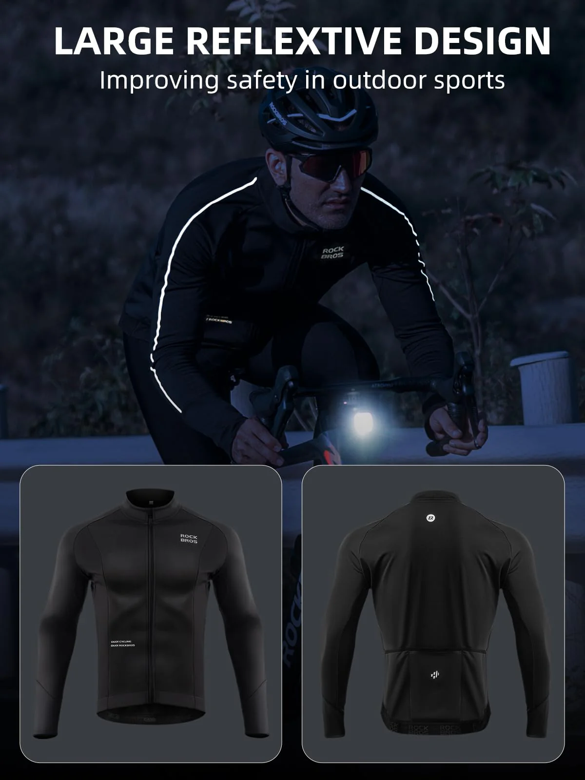 ROCKBROS Men’s Winter Cycling Jacket Thermal Windproof Softshell for Road MTB - Image 3