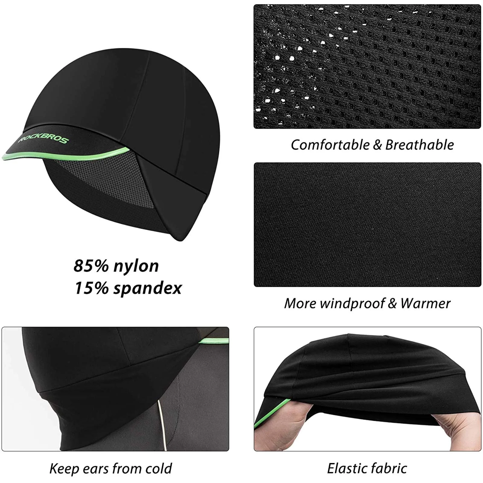 ROCKBROS Men's Cycling Cap Breathable Sun Proof Helmet Liner Hat - Image 4