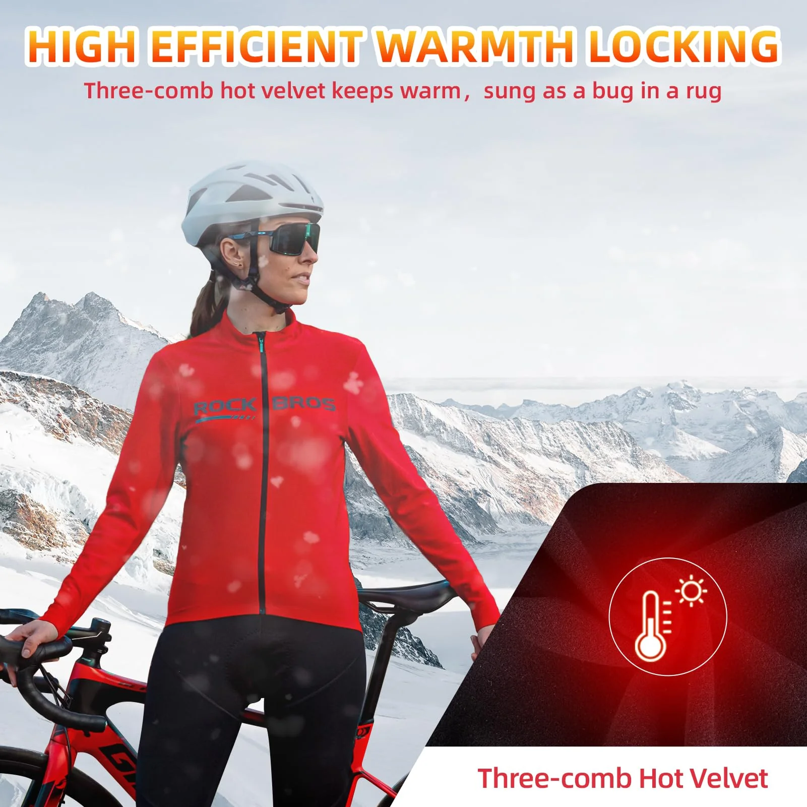 ROCKBROS Men's Long Sleeve Cycling Jersey with full zipper rear pockets perfect fit for outdoor sports - Image 14