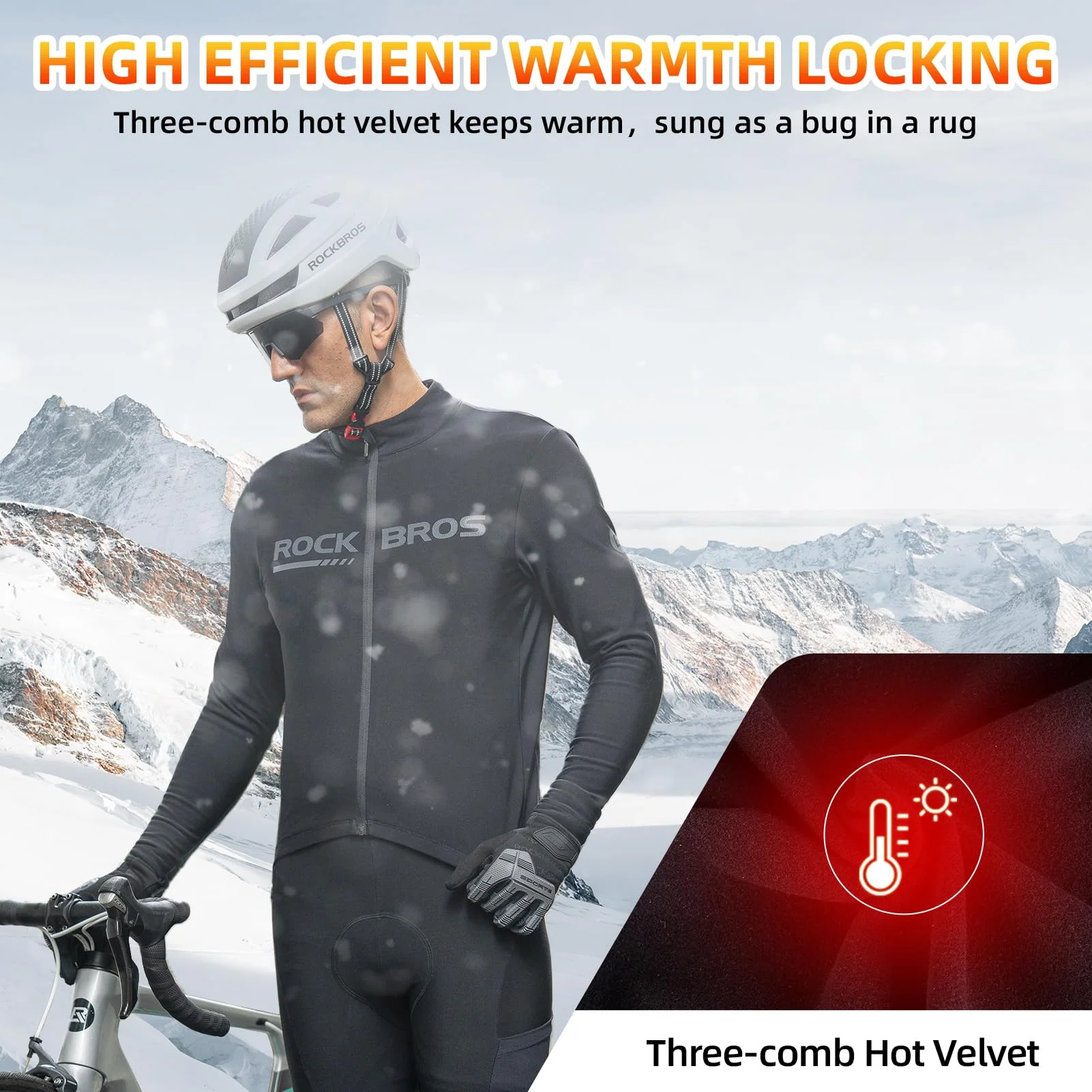 ROCKBROS Men's Long Sleeve Cycling Jersey with full zipper rear pockets perfect fit for outdoor sports - Image 5