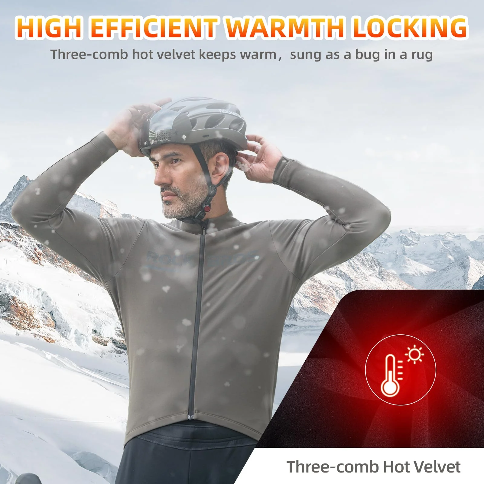 ROCKBROS Men's Long Sleeve Cycling Jersey with full zipper rear pockets perfect fit for outdoor sports - Image 9
