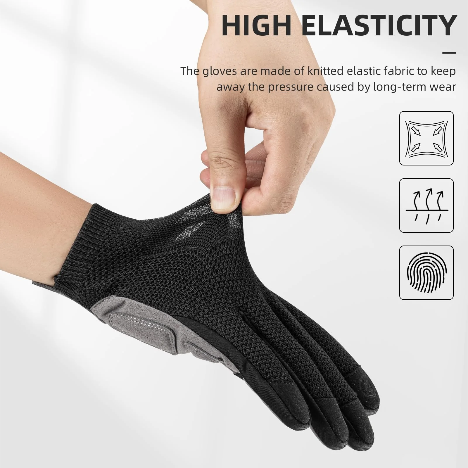 ROCKBROS Men's Mountain Bike Gloves Touch Screen Anti-Slip Full Finger MTB Gloves - Image 3