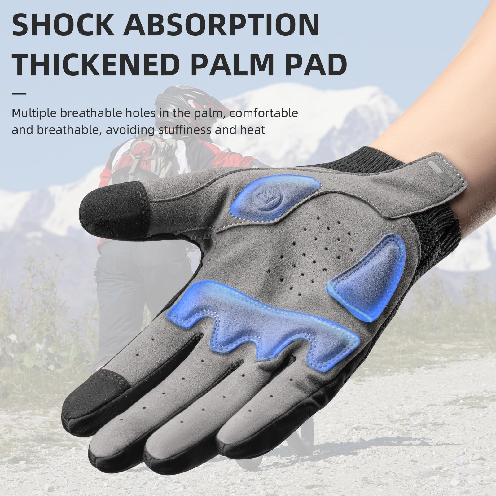 ROCKBROS Men's Mountain Bike Gloves Touch Screen Anti-Slip Full Finger MTB Gloves - Image 4