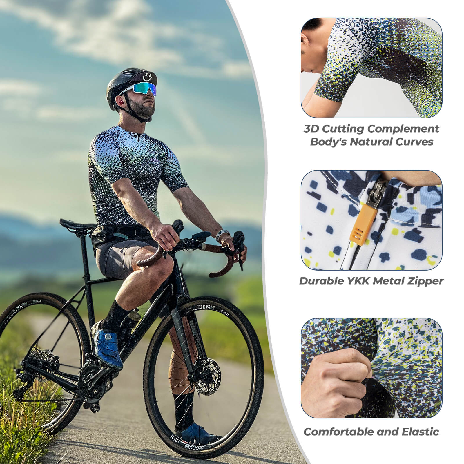 ROCKBROS Men's Short-Sleeve Camouflage Reflective Cycling Jersey - Image 3