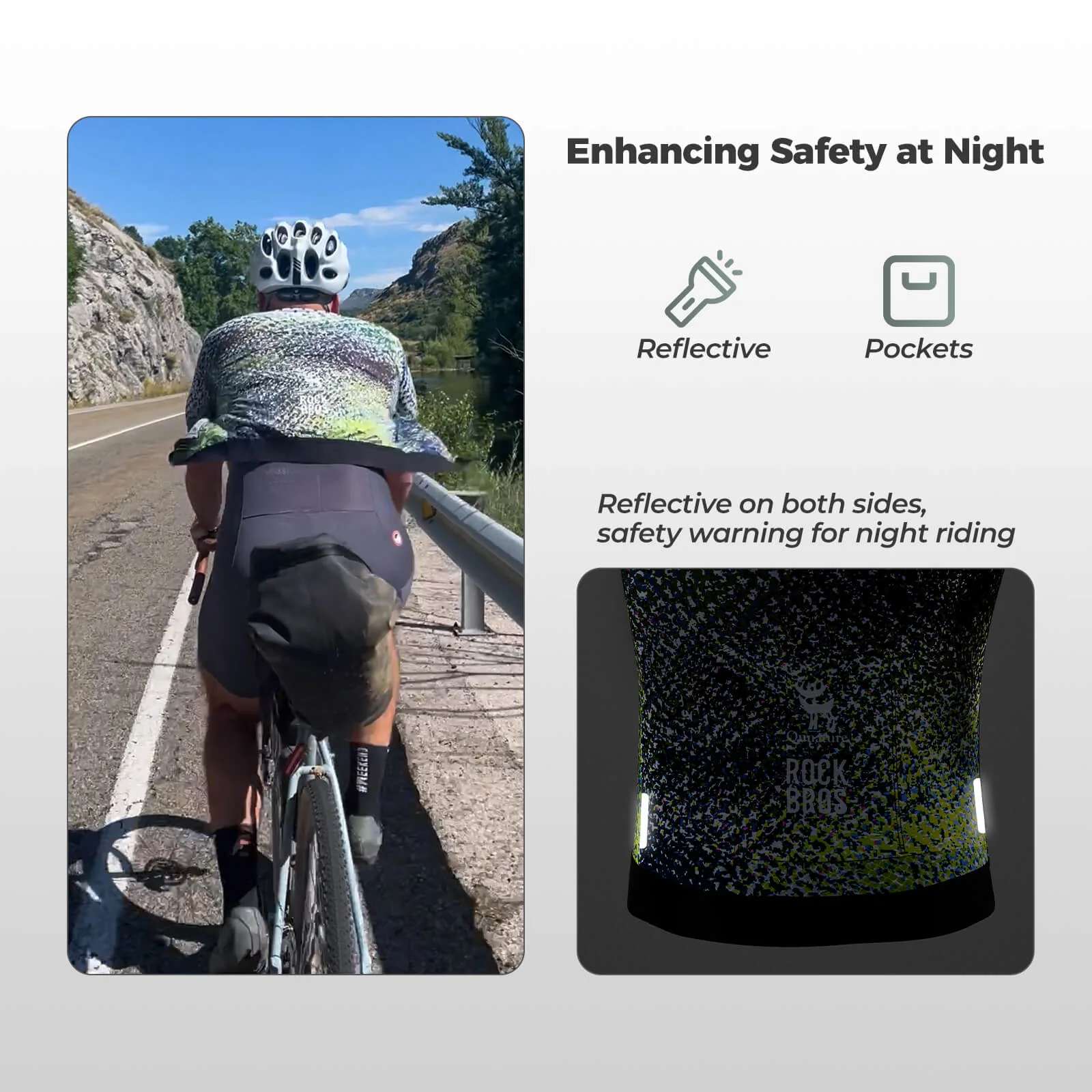 ROCKBROS Men's Short-Sleeve Camouflage Reflective Cycling Jersey - Image 5