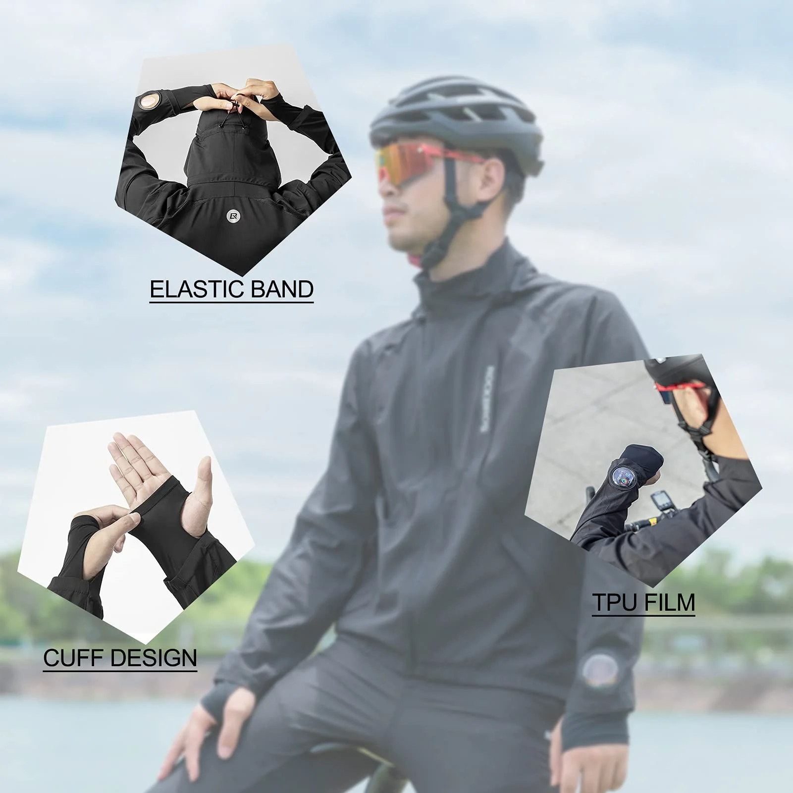 ROCKBROS Men's Windproof Cycling Jacket, Quick-Dry Lightweight Breathable MTB Jacket - Image 4