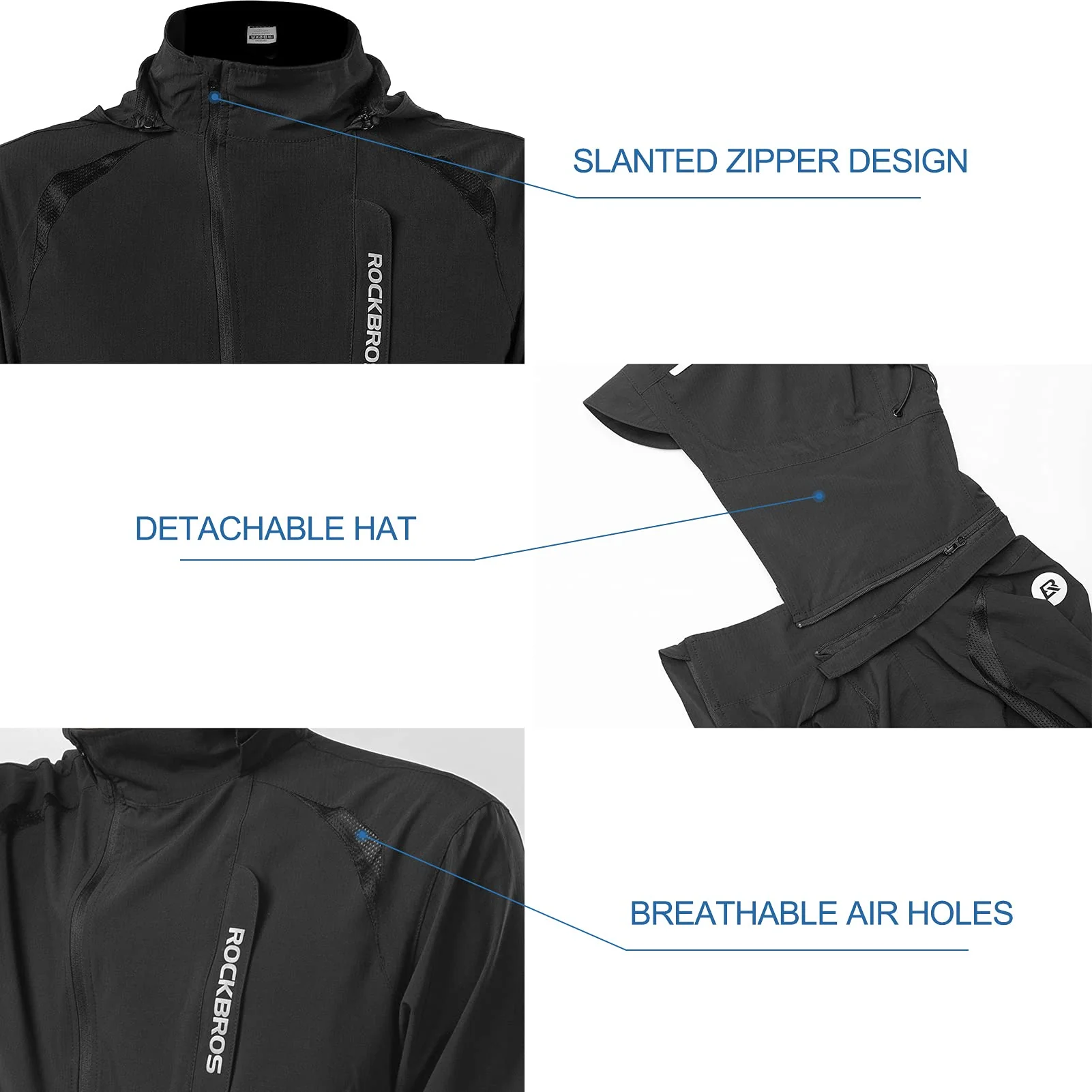 ROCKBROS Men's Windproof Cycling Jacket, Quick-Dry Lightweight Breathable MTB Jacket - Image 5