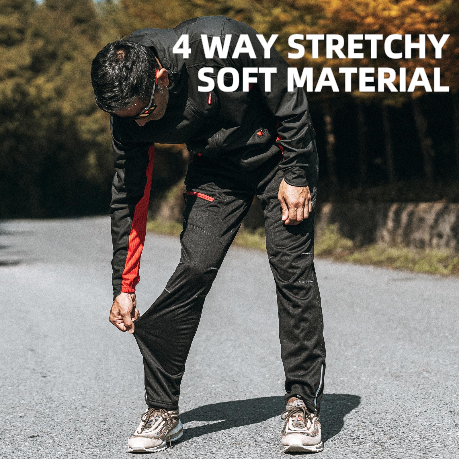 ROCKBROS Men's Windproof Thermal Cycling Pants - Winter Fleece for Biking, Running, Hiking - Image 3