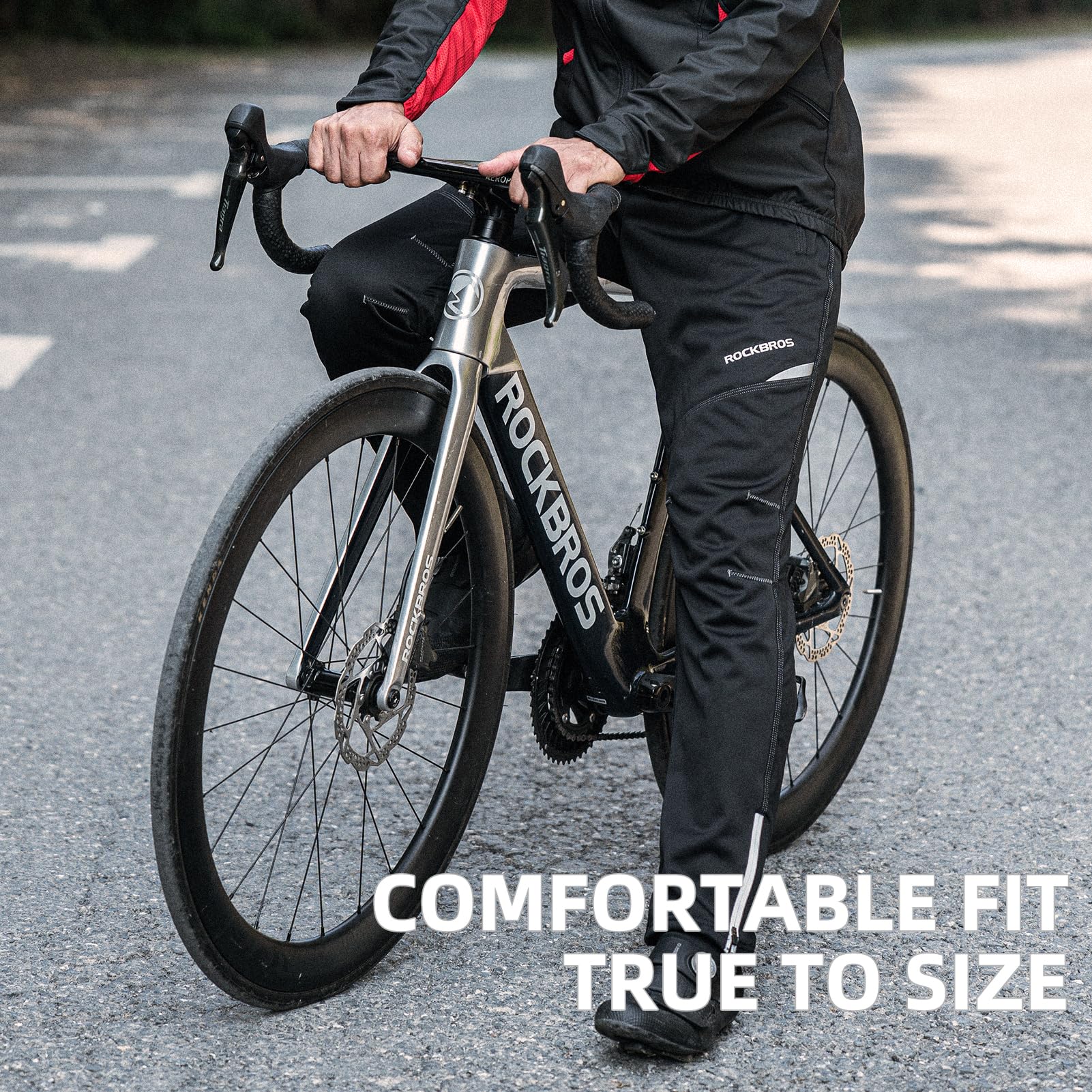 ROCKBROS Men's Windproof Thermal Cycling Pants - Winter Fleece for Biking, Running, Hiking - Image 4