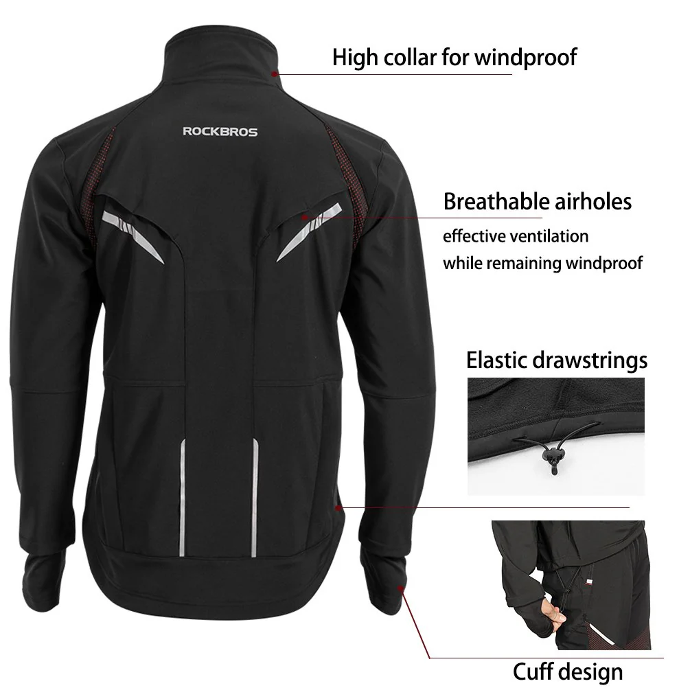ROCKBROS Men's Winter Cycling Jacket for 5–32°F Thermal Windproof for Biking, Running, Hiking - Image 5
