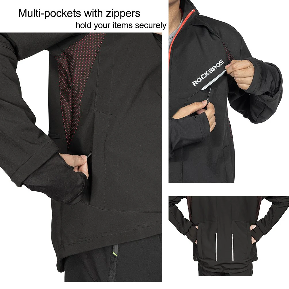 ROCKBROS Men's Winter Cycling Jacket for 5–32°F Thermal Windproof for Biking, Running, Hiking - Image 6