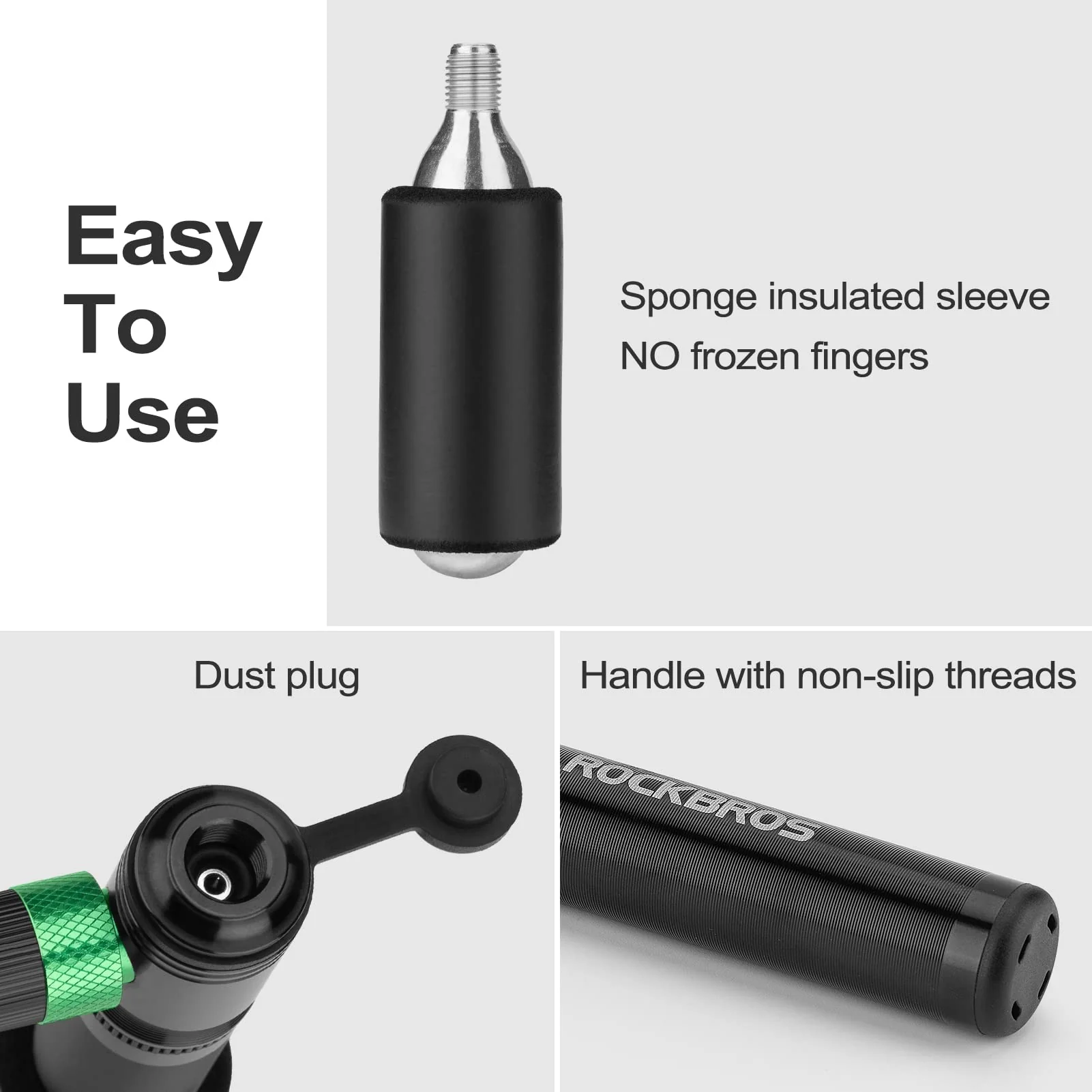 ROCKBROS Mini Hand Bike Tire Pump Dual Mode CO2 or Manual 110PSI - Image 6