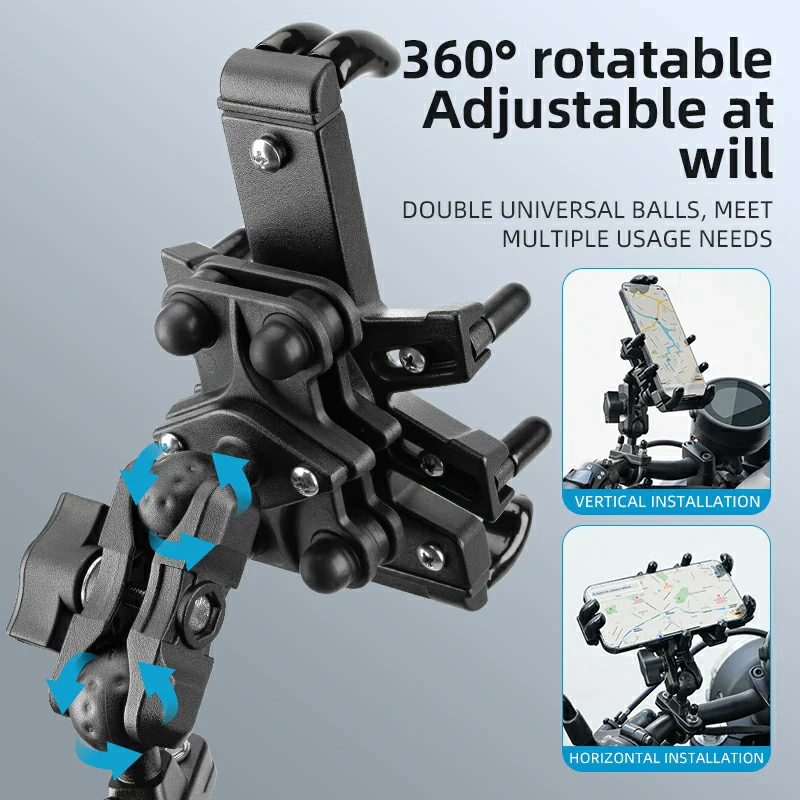 ROCKBROS Motorcycle ATV Adjustable Phone Holder with Vibration Dampener for 4.7-7.1" Phones - Image 11
