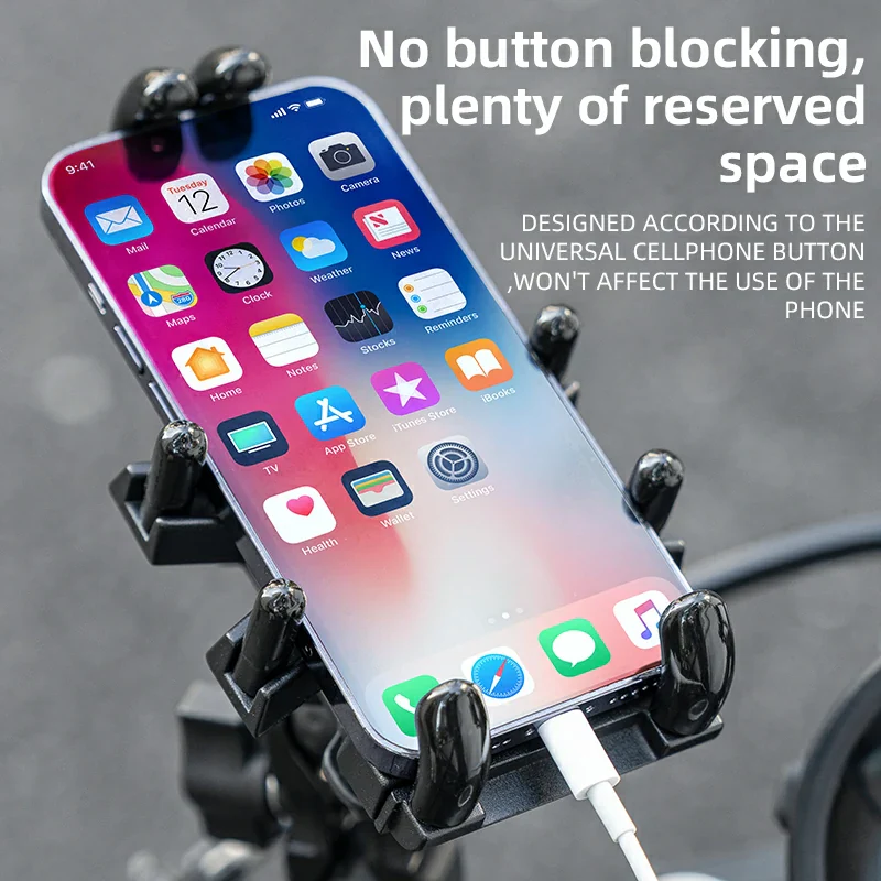 ROCKBROS Motorcycle ATV Adjustable Phone Holder with Vibration Dampener for 4.7-7.1" Phones - Image 14