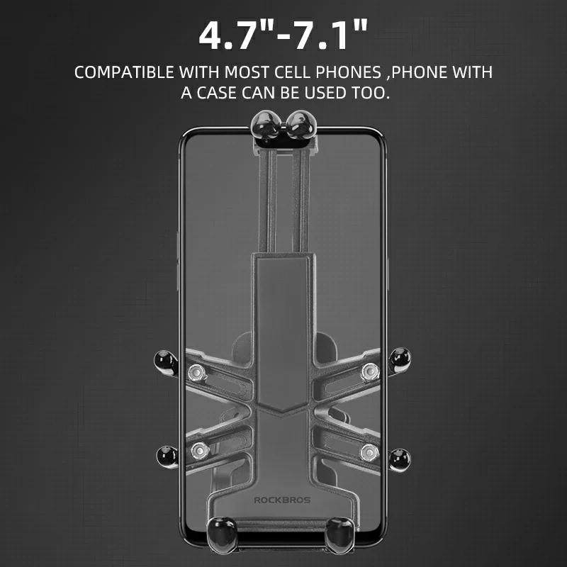 ROCKBROS Motorcycle ATV Adjustable Phone Holder with Vibration Dampener for 4.7-7.1" Phones - Image 16