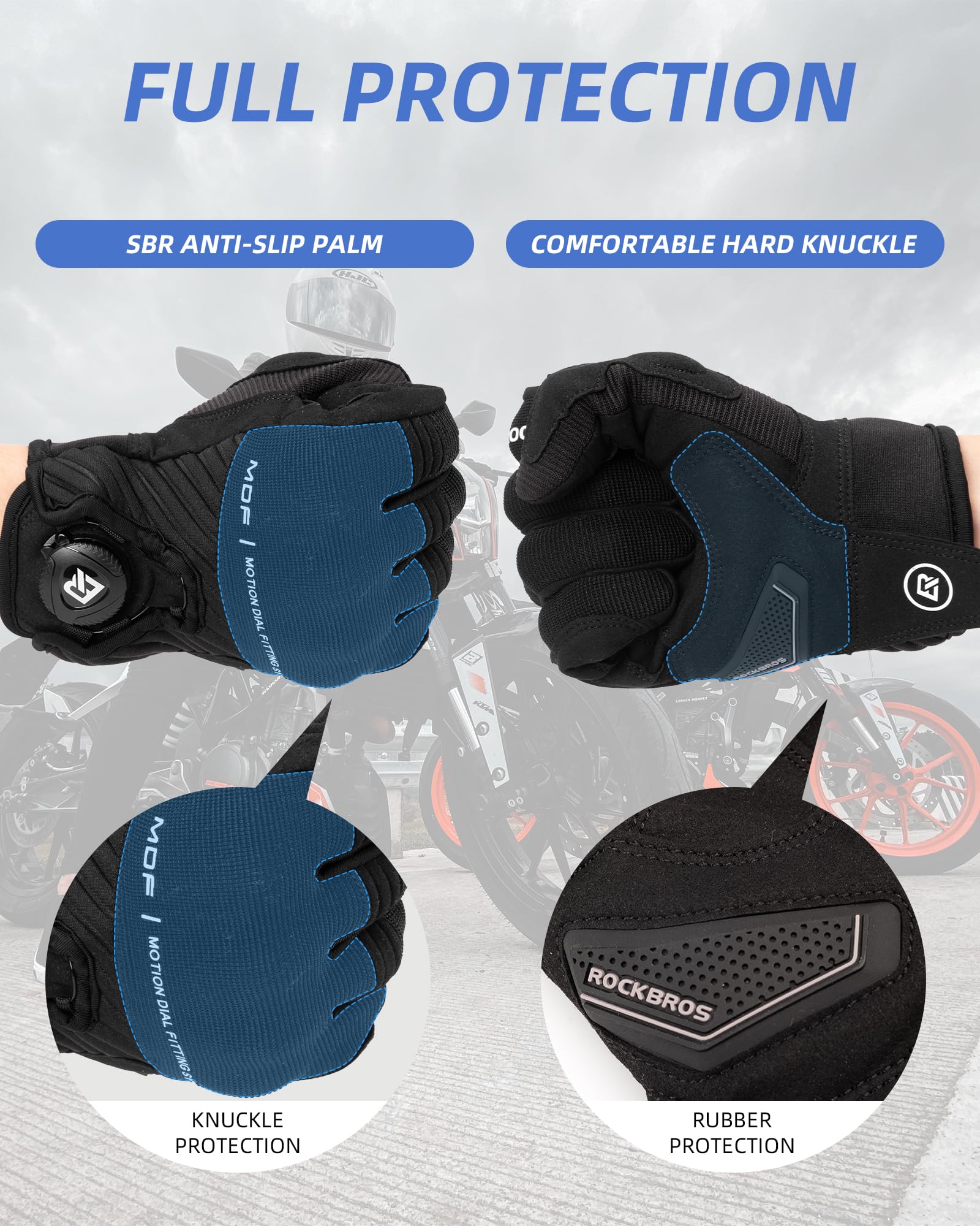 ROCKBROS Motorcycle Gloves for Men Women Touchscreen Hard Knuckles Breathable MTB - Image 3