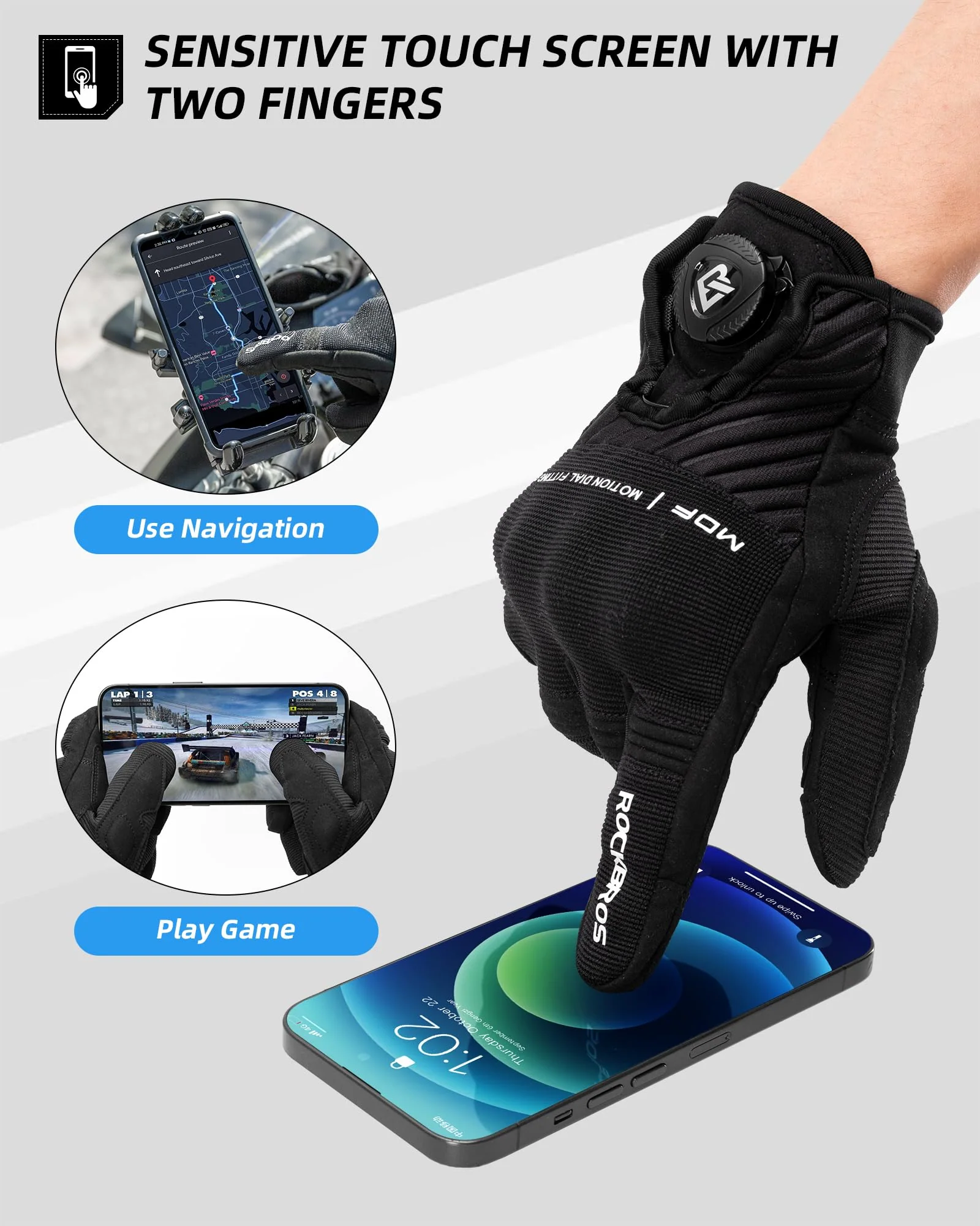 ROCKBROS Motorcycle Gloves for Men Women Touchscreen Hard Knuckles Breathable MTB - Image 5