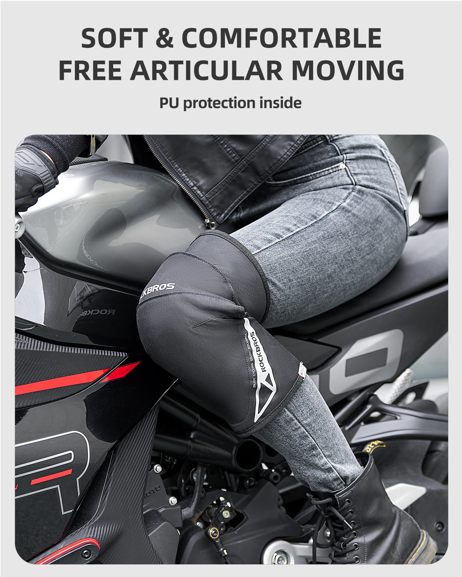 ROCKBROS Motorcycle Knee Pad Winter Leg Warmer with EVA Protector, Windproof for Skiing - Image 9
