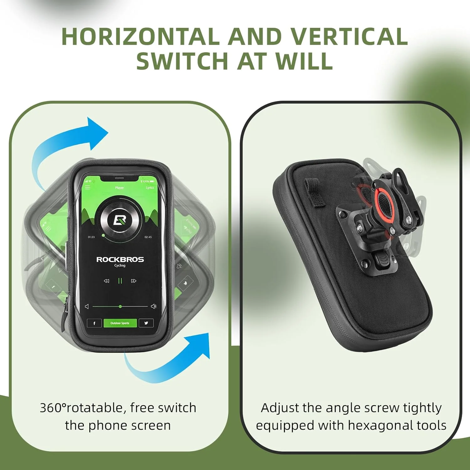 ROCKBROS Motorcycle Phone Mount Waterproof Handlebar Bag Phones Below 6.8” - Image 4