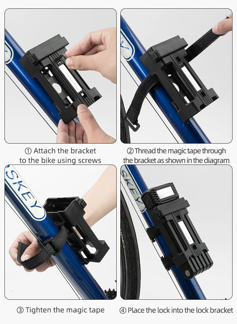 ROCKBROS MTB Road Bike Lock Key Folding Lock E-Bike Motorcycle Steel Lock Portable Antirust Anti-theft - Image 11