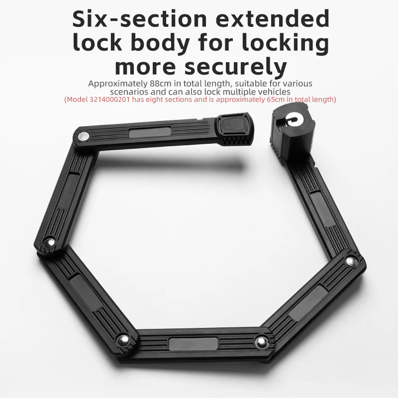 ROCKBROS MTB Road Bike Lock Key Folding Lock E-Bike Motorcycle Steel Lock Portable Antirust Anti-theft - Image 16
