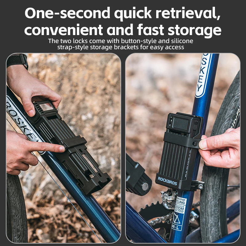 ROCKBROS MTB Road Bike Lock Key Folding Lock E-Bike Motorcycle Steel Lock Portable Antirust Anti-theft - Image 18