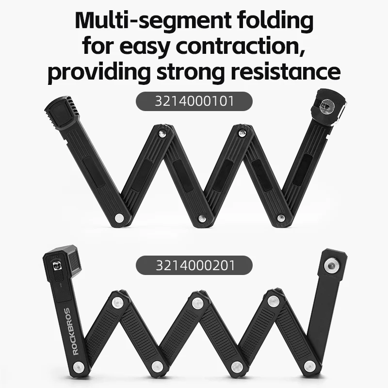 ROCKBROS MTB Road Bike Lock Key Folding Lock E-Bike Motorcycle Steel Lock Portable Antirust Anti-theft - Image 19
