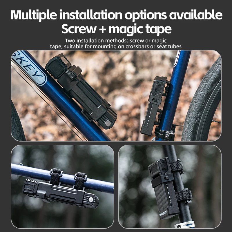 ROCKBROS MTB Road Bike Lock Key Folding Lock E-Bike Motorcycle Steel Lock Portable Antirust Anti-theft - Image 6