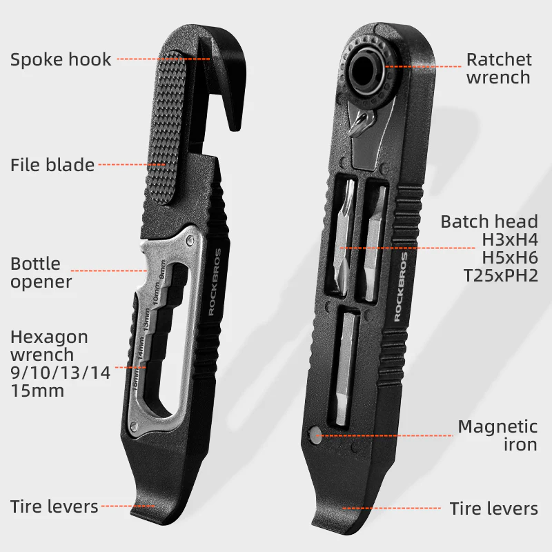 ROCKBROS Multi-function Ratchet Tire Lever with Hex Wrench and File Blade - Image 2