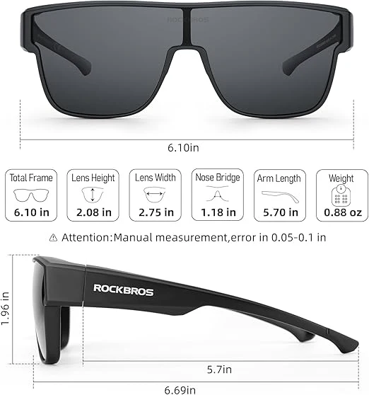 ROCKBROS Polarized Fit Over Glasses UV400 Sunglasses Wrap Around for Men Women - Image 12