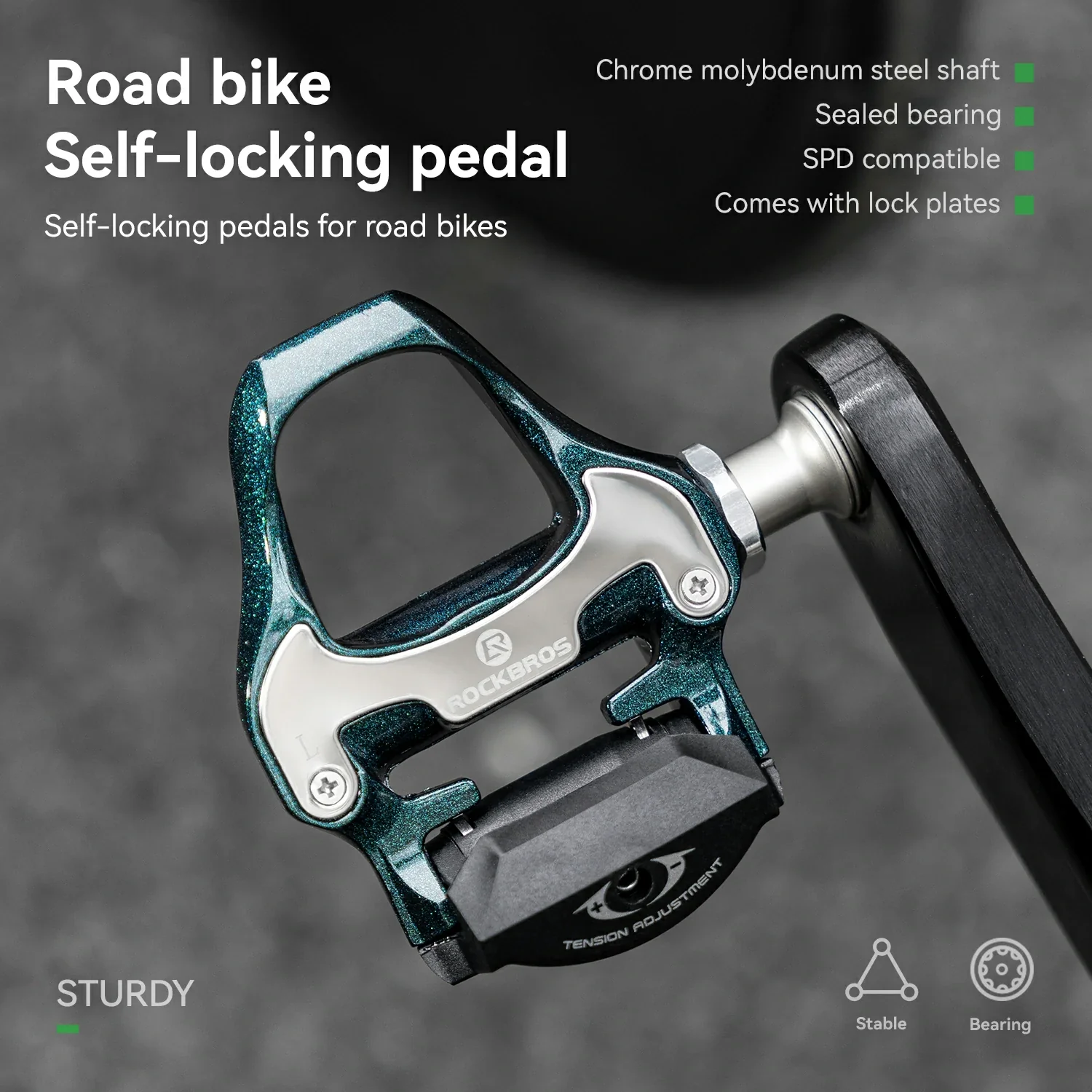 ROCKBROS Road MTB Lightweight Clipless Bicycle Pedals with Cleats Set Compatible with SPD-SL System - Image 4