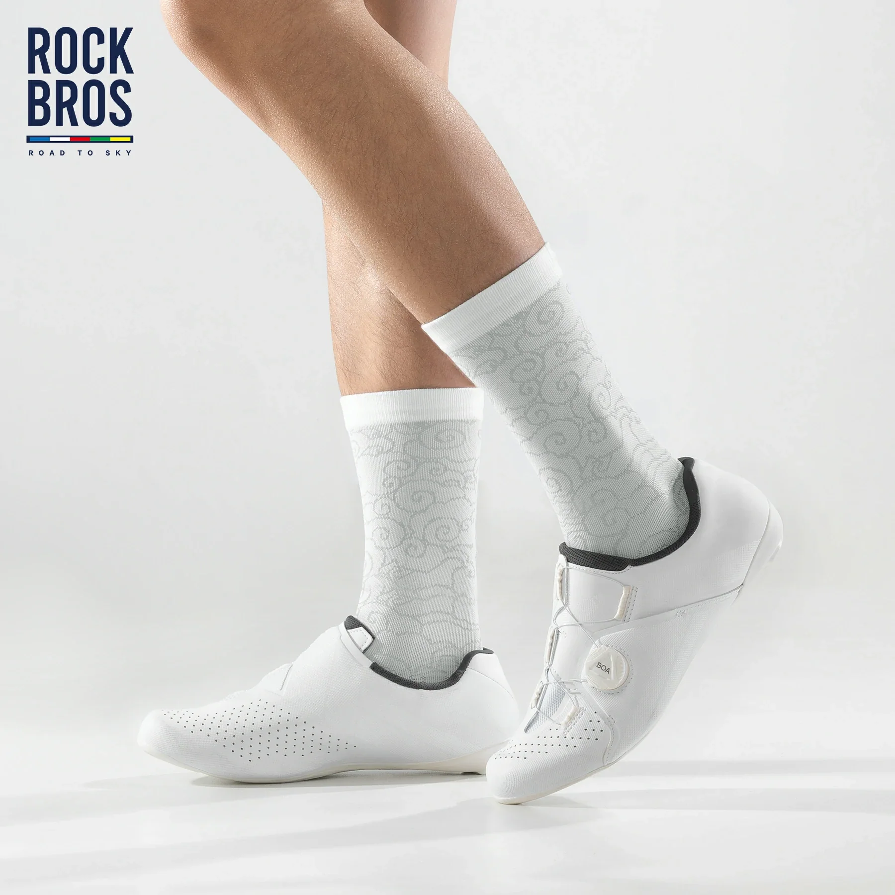 ROCKBROS Road to Sky Bike Socks Breathable Fabric Antibacterial Long Ride Cushioned - Image 9