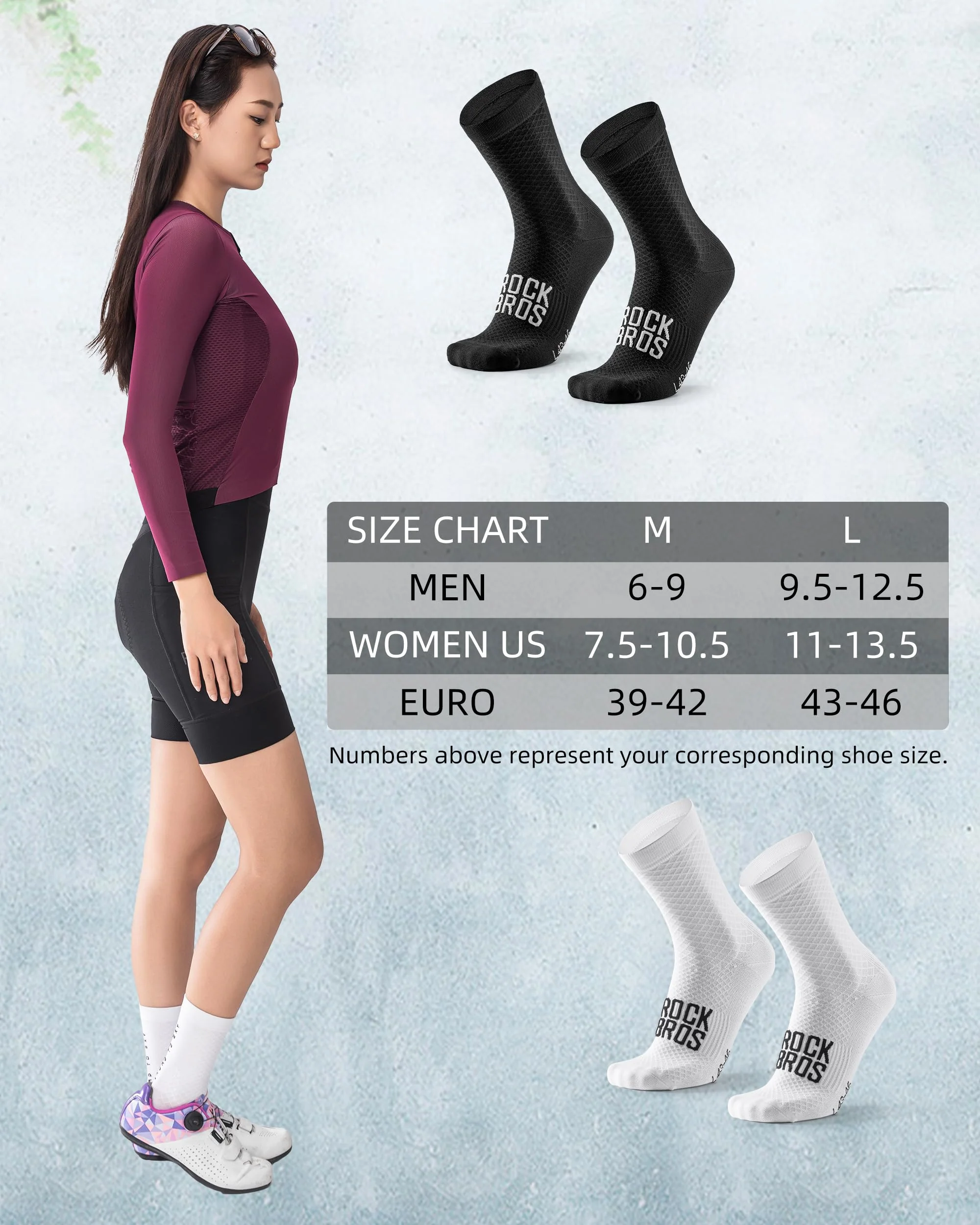 ROCKBROS Road to Sky Cycling Wicking Bike Socks for Men Women - Image 9