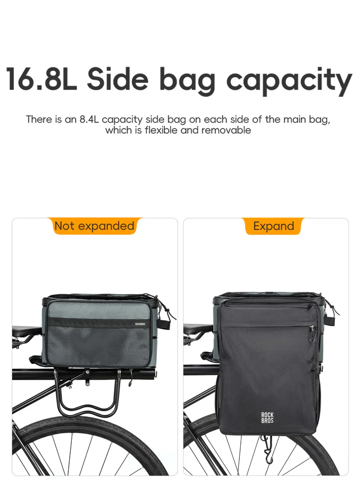 ROCKBROS Road to Sky Foldable Trunk Bag – 16.8L Expandable Bike Rack Bag - Image 4