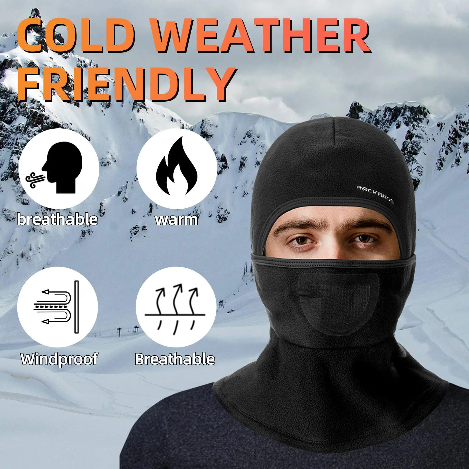 ROCKBROS Ski Mask Balaclava Winter Mask Cold Weather Thermal Masks Cycling - Image 5