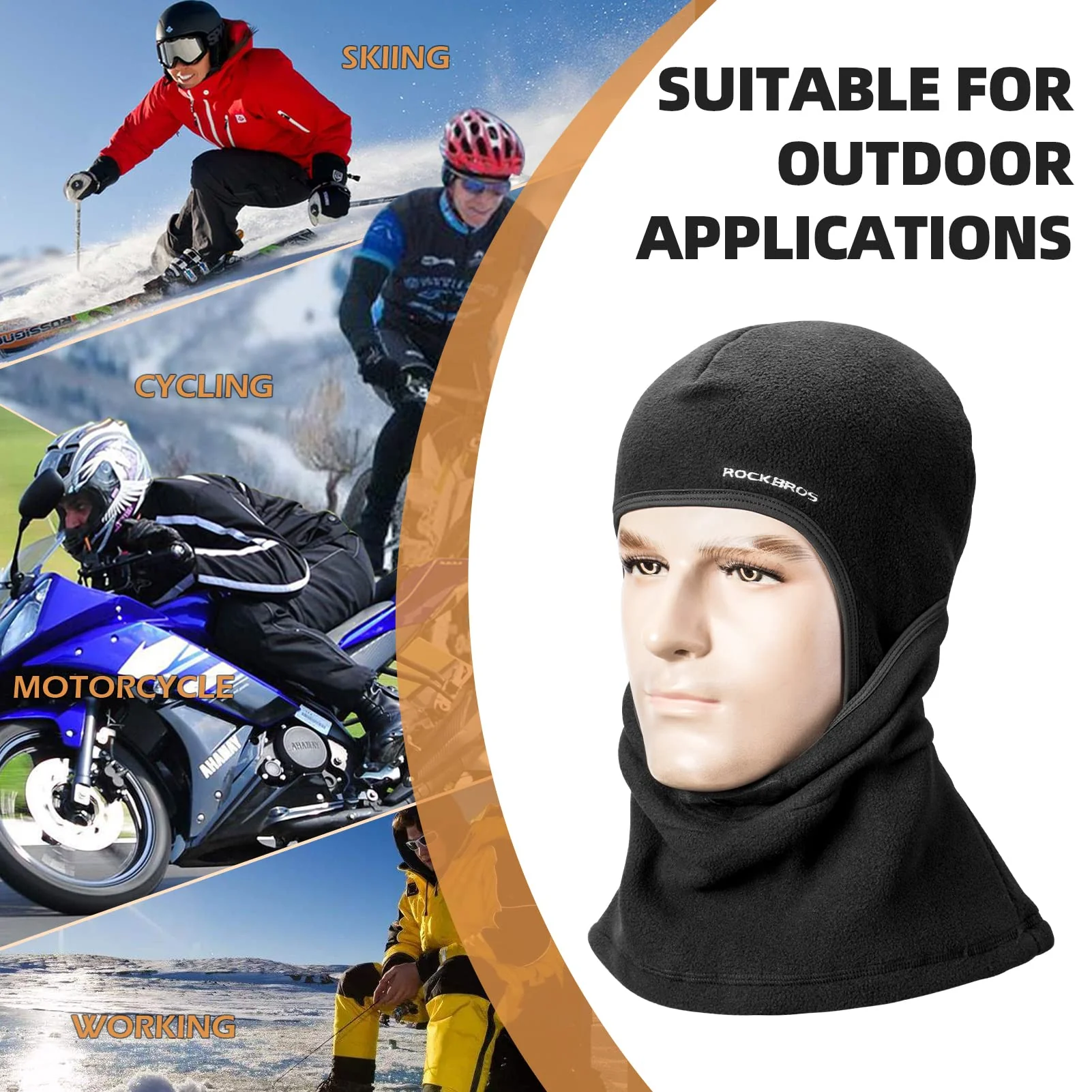 ROCKBROS Ski Mask Balaclava Winter Mask Cold Weather Thermal Masks Cycling - Image 7