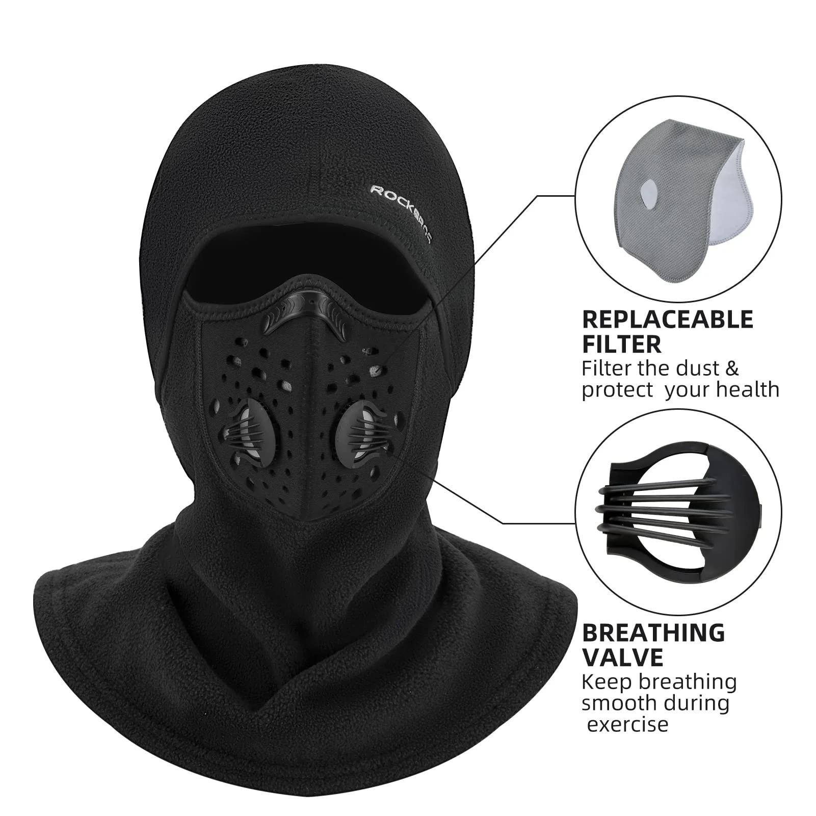ROCKBROS Ski Mask Balaclava Winter Mask for Men Baclava Cold Weather Thermal - Image 4